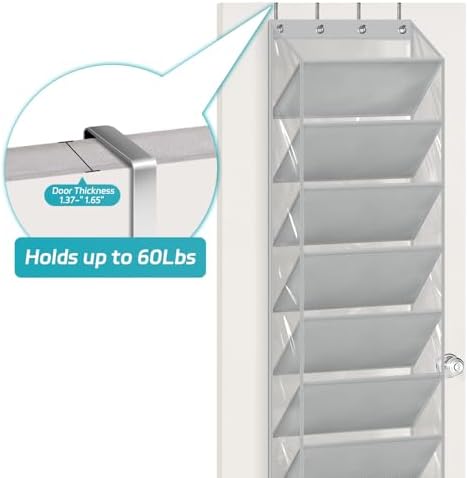 AOODA 10 Tier Clear Over the Door Shoe Organizer Storage, Deep Pockets Large Hanging Shoe Rack for Closet Door, Fit 20 Pairs Shoe Holder Hanger for Boots (Grey) - Image 6