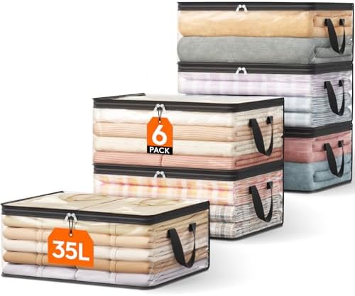 Lifewit 6 Pack Clear Clothes Storage Bags, 35L Blanket Storage with Zipper by Lifewit