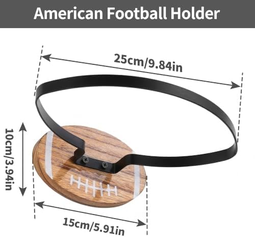 2 Pack Football Wall Mount Display Rack with Wooden Base - Image 4