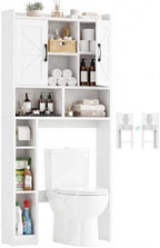 Farmhouse Over The Toilet Storage Cabinet with Barn Door, Reversible Side by Besiost