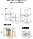Vtopmart 8 Pack Clear Pull-Out Under Sink Organizer Set (4 Large & 4 Small) - Image 2