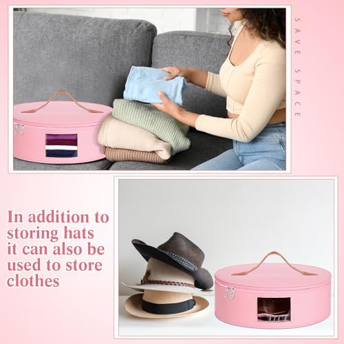 Chunful Hat Box for Women Storage Cowboy Hat Box, Pink, Height 6.3 Inches - Image 5