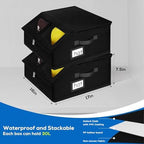 2 Pack Hat Storage for Baseball Caps-Holds Up to 48 Caps, Hat Organizer for Closet Stackable Hat Box with Cardboard, Dustproof Baseball Cap Organizer with 2 Handles for Home Travel (Black, 2Pack) - Image 3