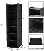 MAX Houser 2 Pack 6 Tier Hanging Closet Organizer with 2 Hooks, Black | foldable lightweight fabric closet storage, space-saving design for Bedroom, Closet Hanging Shelf for Storage - Image 3