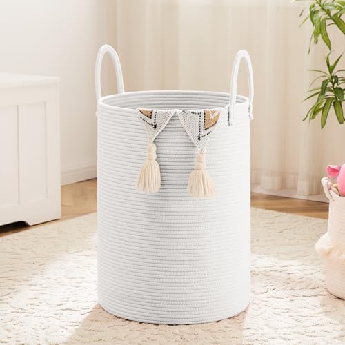 Artfeel Laundry Basket,Woven Cotton Rope Laundry Hamper,40L for Decorative Storage of Dirty Clothes,Toys and Blankets in Bathroom,Baby Room and Living Room by Artfeel