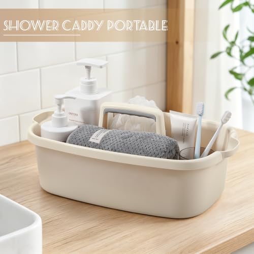 Large Cleaning Supplies Caddy Portable Shower Caddy Basket Beige - Image 2