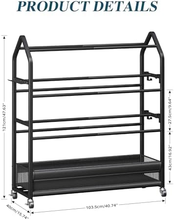 Homeiju Sports Equipment Organizer, Double Ball Storage Rack - Image 2
