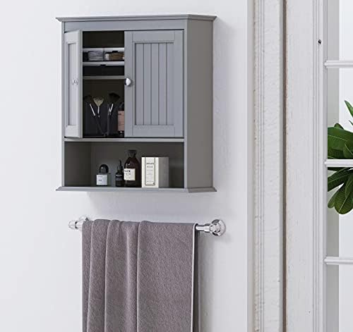 Spirich Bathroom Medicine Cabinet Over Toilet, Wall Mounted Cabinet, Gray - Image 2