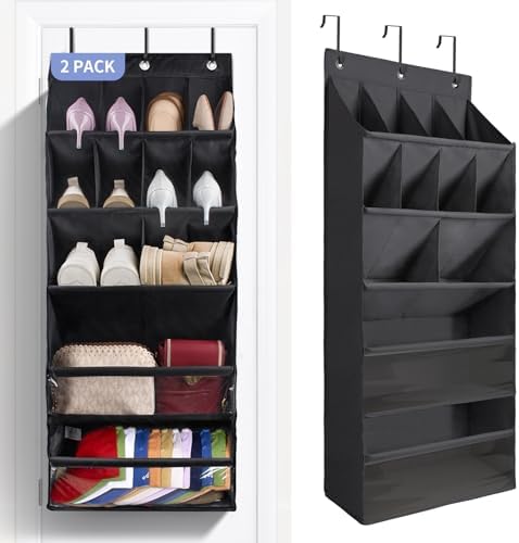2 Pack Over the Door Shoe Organizers, Hanging Shoe Organizers Large Pockets by Fentec