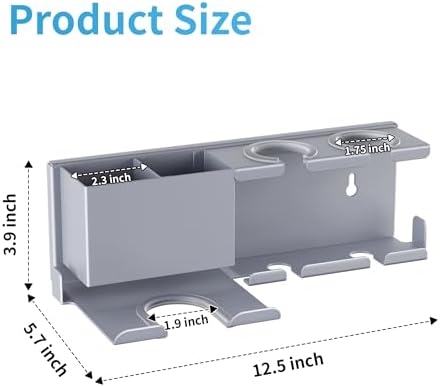 BOIVSHI Blow Dryer Holder, Wall Mount with Adhesive/Screw Mounting, Gray - Image 5