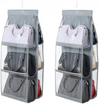HAN SHENG 6-Pocket Clear Hanging Organizer, Handbag Storage, Grey, 2 Pack by HANSHENG