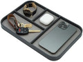 MUUJEE Leather Catchall Multitray (Design 2) - 11.65 x 7.75 x 0.8, Mountain Design Embossed Minimalist Wallet Tray for Men, Thoughtful Husband Gift, Desk EDC Organizer for Watch Keys Glasses, Gray by MUUJEE