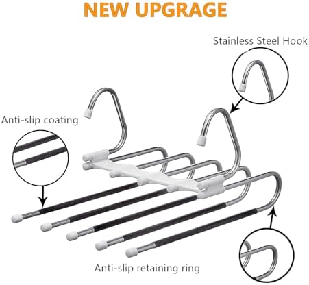Kalimdor Pants Hangers 2 Pack Space Saving Metal Closet Organizer,Clothes Pants Hangers,Anti-Slip Design,Closet Organizers and Storage for Pants Jeans Skirts Scarf Legging - Image 4