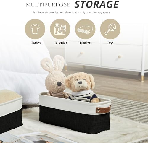 DECOMOMO Narrow Storage Bins, Small Storage Baskets for Shelves 4 Pack - Image 2