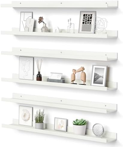 upsimples Floating Shelves for Wall Decor and Storage, White, 6Pcs 35.5'' by upsimples