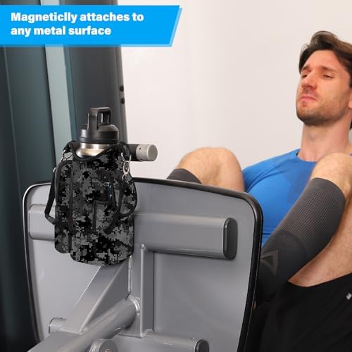 icolor Magnetic Gym Bag Water Bottle Carrier Holder with Phone Pockets & Shoulder Strap,Gym Magnetic Bag 5 Built-in Magnets Gym Accessories Organizer Sling Bottle Bag Pouch Sleeve - Image 5