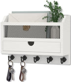 Nekon Key and Mail Holder for Wall, Key Organizer with Drawer, White by NekonDesign