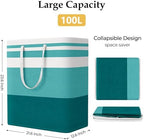 StorageRight Laundry Basket Hamper, 100L Collapsible Clothes Storage, Green - Image 2