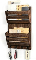 MOOACE Mail Organizer Wall Mount, Wood Mail and Key Holder with Hooks by MOOACE