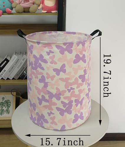 Collapsible Kids Laundry Basket Clothes Hamper, Foldable Storage Organizer Bin, Toy Clothes Storage with Handles for Boys Girls Bedroom, Room Decor Butterfly - Image 4