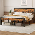 Sweetcrispy King 14 Inch Platform Bed Frame with Headboard & Storage, Rust by Sweetcrispy