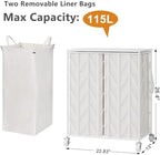 WOWLIVE Double Laundry Hamper with Lid, Rolling Laundry Basket with Wheels - Image 3