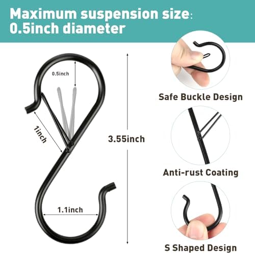 40 Pcs S Hooks for Hanging Heavy Duty, Metal S Hook with Safety Buckle - Image 2