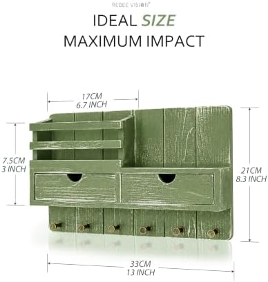 Rebee Vision Key Holder Wall Mount with 2 Drawers for Home Decor, Green - Image 2
