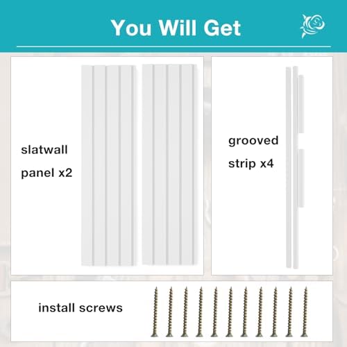 NeatiEase Slatwall Panel Wall Storage Systems, 2 x 4ft Slat Wall Paneling Garage Wall Organizer, Heavy Duty Wall Mounted PVC Wall Rack (White) - Image 4