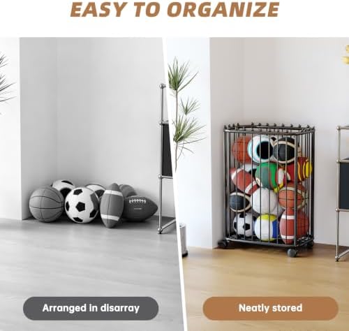 Garage Ball Storage Rack, Metal Sports Equipment Organizer, Black - Image 6