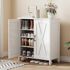 Homleke Farmhouse Shoe Cabinet with 2 Barn Doors & Wood Legs by Homleke