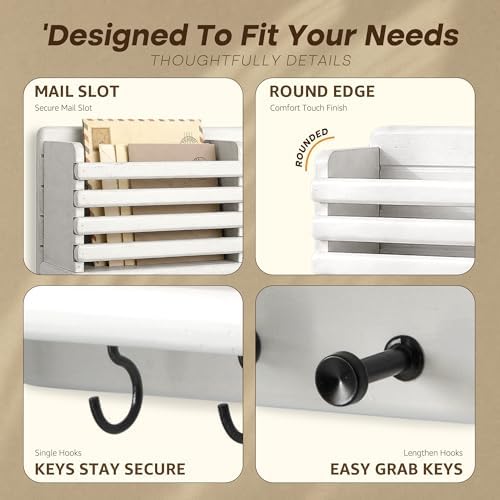 Rebee Vision Key Holder Wall Mount with Mail Slot for Hoom Decor, White - Image 7