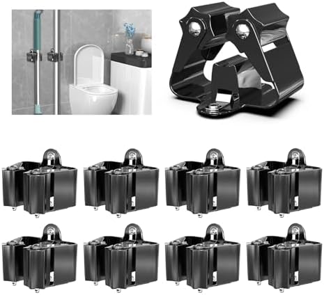 3-H Broom Holder Wall Mount 8 Pack, Stainless Steel Mop Hanger with Screws by 3-H