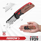 ARROW Wooden Handle Folding Utility Knife with 10 Extra SK2 Blades - Image 3