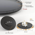 Oroyutor 24-Inch Extra Large Oak Lazy Susan with Black Metal Rail - Image 2