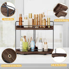 2-Tier Corner Bathroom Counter Organizer for Storage, Dark Brown - Image 3