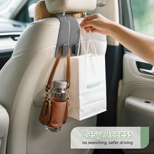 Car Seat Headrest Hooks, 2PCS Universal Car Purse Hook Leather Car Bag Hook - Image 6