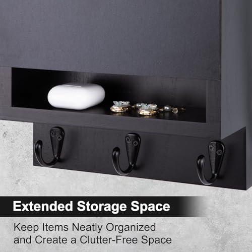 Key and Mail Holder for Wall with Chalkboard and Long Storage Box - Image 4