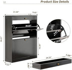 Wood Shoe Storage Cabinet, Hidden Shoe Rack Cabinet with 2 Flip Drawers - Image 2