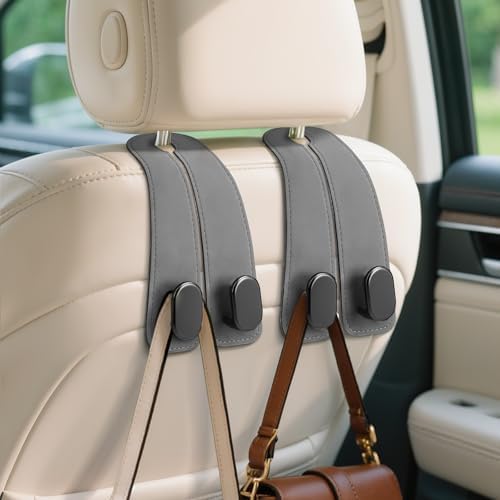 Car Seat Headrest Hooks, 2PCS Universal Car Purse Hook Leather Car Bag Hook by Fitnice