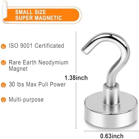 MIKEDE 30LB Magnetic Hooks Strong Neodymium Magnets Hook for Hanging - Image 3