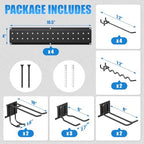 66" Garage Tool Organizer Wall-Mounted, Heavy Duty Garage Wall Organizer with 13 Adjustable Hooks, Garden Tool Storage Rack, Holds Up to 500 lbs - Image 4