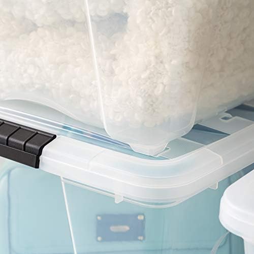 IRIS USA 51 L (54 QT) Plastic Storage Box with Lid and Latches - 4 Pack - BPA-Free, See-Through Organizing Solution, Durable Nestable Stackable Containers, Secure Pull Handle - Clear - Image 6