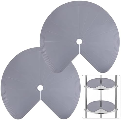 2 Pcs Lazy Susan Shelf Liner, 26 Inch Silicone Lazy Susan Liner for Kitchen Cabinet Non-Slip Heat-Resistant Liners for Dual Tier Pie Cut Organizer (0.1-inch Thick) by Unknown