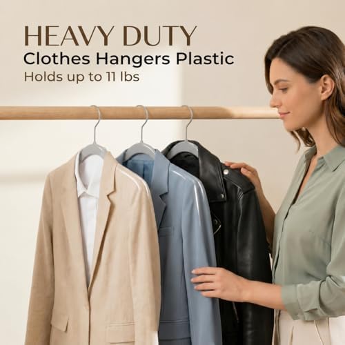 SMARTOR Plastic Hangers 200 Pack - Thin Hangers for Space Saving - Gray | Heavy Duty for 11 LBS, 360 Swivel Hooks, Non Slip Notches for Camisole, 0.2" Thin for Small Closet, Durable and Flexible - Image 4