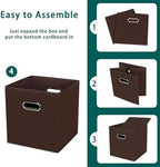 Black Foldable Storage Cubes Bins, Fabric Storage Box Cubes Organizer Baskets with Dual Handles for Home Organizer,Set of 6,(Coffee) - Image 6