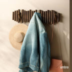 Umbra Picket Coat Rack, Wall Mount 8 Flip-Down Coat Hooks, Walnut - Image 2