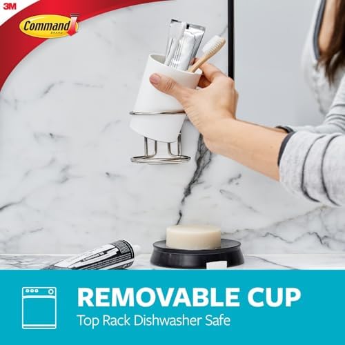 Command Accessory Organizer, Holds up to 2 lb, 3.36" x 3.78" x 4.4" Organizer with 2 Medium Water-Resistant Strips, Satin Nickel, Damage-Free Bathroom Organization - Image 5