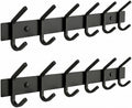 Coat Rack Wall Mount – 17 Inch Stainless Steel Hook Rail with 6 Double Coat Hooks for Hanging – Wall Mounted Entryway Organizer for Coats, Hats, Bags, Towels, Robes, Closet or Bathroom - Black 2 Pack by SAYONEYES