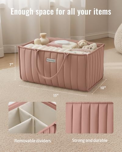 Blissful Diary Baby Diaper Caddy Organizer, Nursery Storage, Blush Pink - Image 4